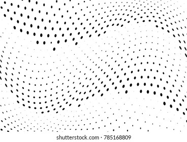 Abstract halftone wave dotted background. Futuristic twisted grunge pattern, dot, circles.  Vector modern optical pop art texture for posters, business cards, cover, labels mock-up, stickers layout
