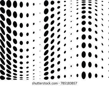 Abstract halftone wave dotted background. Futuristic twisted grunge pattern, dot, circles.  Vector modern optical pop art texture for posters, business cards, cover, labels mock-up, stickers layout