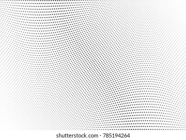 Abstract halftone wave dotted background. Futuristic twisted grunge pattern, dot, circles.  Vector modern optical pop art texture for posters, business cards, cover, labels mock-up, stickers layout