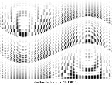 Abstract halftone wave dotted background. Futuristic twisted grunge pattern, dot, circles.  Vector modern optical pop art texture for posters, business cards, cover, labels mock-up, stickers layout