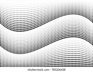 Abstract halftone wave dotted background. Futuristic twisted grunge pattern, dot, circles.  Vector modern optical pop art texture for posters, business cards, cover, labels mock-up, stickers layout