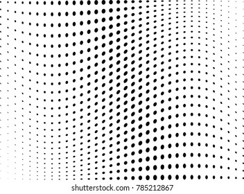 Abstract halftone wave dotted background. Futuristic twisted grunge pattern, dot, circles.  Vector modern optical pop art texture for posters, business cards, cover, labels mock-up, stickers layout