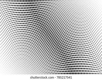 Abstract halftone wave dotted background. Futuristic twisted grunge pattern, dot, circles.  Vector modern optical pop art texture for posters, business cards, cover, labels mock-up, stickers layout
