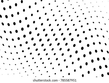 Abstract halftone wave dotted background. Futuristic twisted grunge pattern, dot, circles.  Vector modern optical pop art texture for posters, business cards, cover, labels mock-up, stickers layout