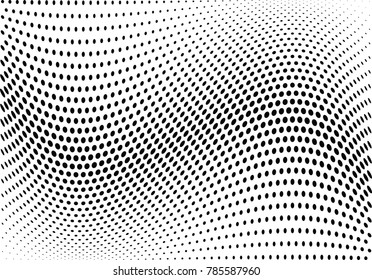 Abstract halftone wave dotted background. Futuristic twisted grunge pattern, dot, circles.  Vector modern optical pop art texture for posters, business cards, cover, labels mock-up, stickers layout