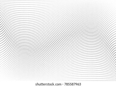 Abstract halftone wave dotted background. Futuristic twisted grunge pattern, dot, circles.  Vector modern optical pop art texture for posters, business cards, cover, labels mock-up, stickers layout