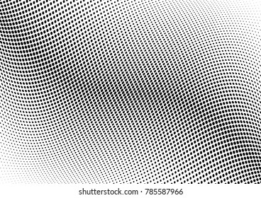 Abstract halftone wave dotted background. Futuristic twisted grunge pattern, dot, circles.  Vector modern optical pop art texture for posters, business cards, cover, labels mock-up, stickers layout