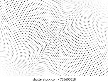 Abstract halftone wave dotted background. Futuristic twisted grunge pattern, dot, circles.  Vector modern optical pop art texture for posters, business cards, cover, labels mock-up, stickers layout