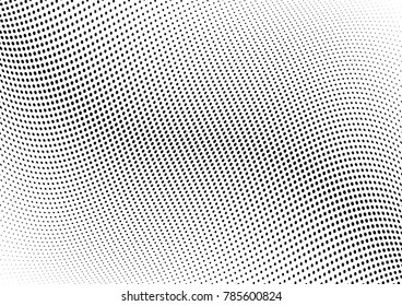 Abstract halftone wave dotted background. Futuristic twisted grunge pattern, dot, circles.  Vector modern optical pop art texture for posters, business cards, cover, labels mock-up, stickers layout