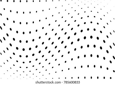 Abstract halftone wave dotted background. Futuristic twisted grunge pattern, dot, circles.  Vector modern optical pop art texture for posters, business cards, cover, labels mock-up, stickers layout
