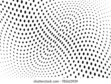 Abstract halftone wave dotted background. Futuristic twisted grunge pattern, dot, circles.  Vector modern optical pop art texture for posters, business cards, cover, labels mock-up, stickers layout