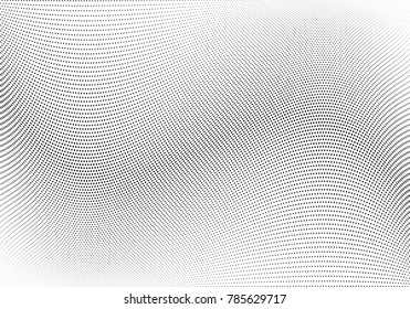Abstract halftone wave dotted background. Futuristic twisted grunge pattern, dot, circles.  Vector modern optical pop art texture for posters, business cards, cover, labels mock-up, stickers layout