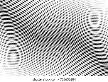 Abstract halftone wave dotted background. Futuristic twisted grunge pattern, dot, circles.  Vector modern optical pop art texture for posters, business cards, cover, labels mock-up, stickers layout