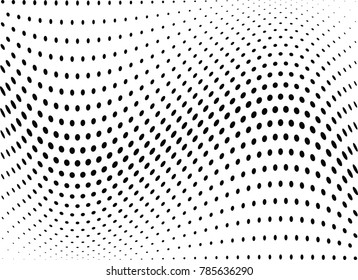 Abstract halftone wave dotted background. Futuristic twisted grunge pattern, dot, circles.  Vector modern optical pop art texture for posters, business cards, cover, labels mock-up, stickers layout
