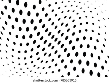 Abstract halftone wave dotted background. Futuristic twisted grunge pattern, dot, circles.  Vector modern optical pop art texture for posters, business cards, cover, labels mock-up, stickers layout