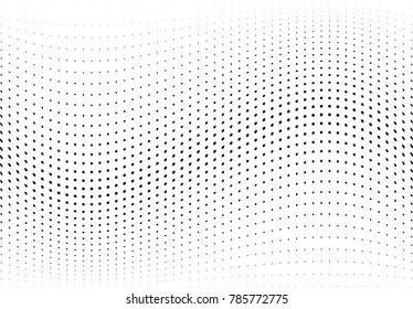 Abstract halftone wave dotted background. Futuristic twisted grunge pattern, dot, circles.  Vector modern optical pop art texture for posters, business cards, cover, labels mock-up, stickers layout