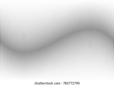 Abstract halftone wave dotted background. Futuristic twisted grunge pattern, dot, circles.  Vector modern optical pop art texture for posters, business cards, cover, labels mock-up, stickers layout
