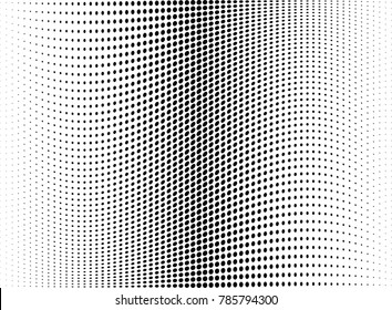 Abstract halftone wave dotted background. Futuristic twisted grunge pattern, dot, circles.  Vector modern optical pop art texture for posters, business cards, cover, labels mock-up, stickers layout