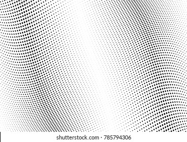 Abstract halftone wave dotted background. Futuristic twisted grunge pattern, dot, circles.  Vector modern optical pop art texture for posters, business cards, cover, labels mock-up, stickers layout