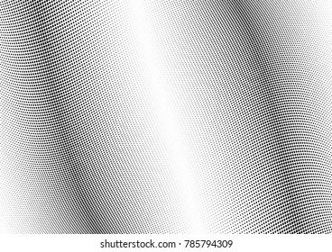 Abstract halftone wave dotted background. Futuristic twisted grunge pattern, dot, circles.  Vector modern optical pop art texture for posters, business cards, cover, labels mock-up, stickers layout