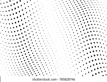 Abstract halftone wave dotted background. Futuristic twisted grunge pattern, dot, circles.  Vector modern optical pop art texture for posters, business cards, cover, labels mock-up, stickers layout