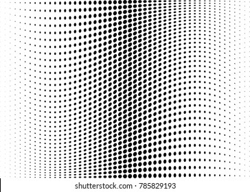 Abstract halftone wave dotted background. Futuristic twisted grunge pattern, dot, circles.  Vector modern optical pop art texture for posters, business cards, cover, labels mock-up, stickers layout