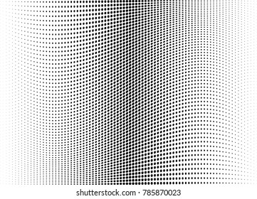 Abstract halftone wave dotted background. Futuristic twisted grunge pattern, dot, circles.  Vector modern optical pop art texture for posters, business cards, cover, labels mock-up, stickers layout