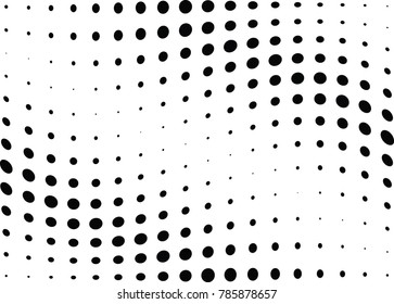 Abstract halftone wave dotted background. Futuristic twisted grunge pattern, dot, circles.  Vector modern optical pop art texture for posters, business cards, cover, labels mock-up, stickers layout