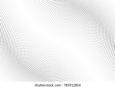 Abstract halftone wave dotted background. Futuristic twisted grunge pattern, dot, circles.  Vector modern optical pop art texture for posters, business cards, cover, labels mock-up, stickers layout