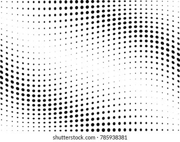 Abstract halftone wave dotted background. Futuristic twisted grunge pattern, dot, circles.  Vector modern optical pop art texture for posters, business cards, cover, labels mock-up, stickers layout