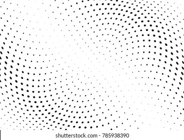 Abstract halftone wave dotted background. Futuristic twisted grunge pattern, dot, circles.  Vector modern optical pop art texture for posters, business cards, cover, labels mock-up, stickers layout