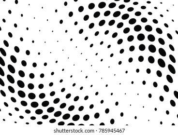 Abstract halftone wave dotted background. Futuristic twisted grunge pattern, dot, circles.  Vector modern optical pop art texture for posters, business cards, cover, labels mock-up, stickers layout