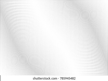Abstract halftone wave dotted background. Futuristic twisted grunge pattern, dot, circles.  Vector modern optical pop art texture for posters, business cards, cover, labels mock-up, stickers layout