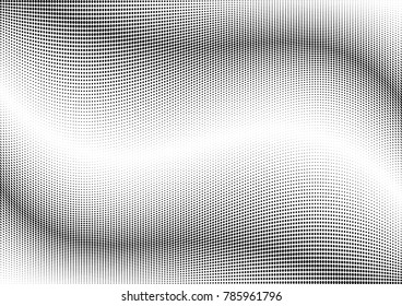 Abstract halftone wave dotted background. Futuristic twisted grunge pattern, dot, circles.  Vector modern optical pop art texture for posters, business cards, cover, labels mock-up, stickers layout
