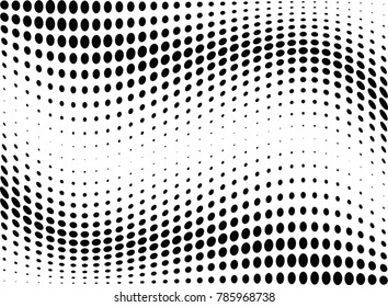 Abstract halftone wave dotted background. Futuristic twisted grunge pattern, dot, circles.  Vector modern optical pop art texture for posters, business cards, cover, labels mock-up, stickers layout