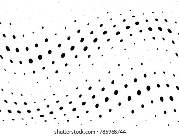 Abstract halftone wave dotted background. Futuristic twisted grunge pattern, dot, circles.  Vector modern optical pop art texture for posters, business cards, cover, labels mock-up, stickers layout