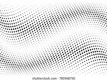 Abstract halftone wave dotted background. Futuristic twisted grunge pattern, dot, circles.  Vector modern optical pop art texture for posters, business cards, cover, labels mock-up, stickers layout