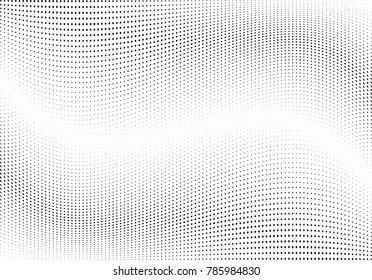 Abstract halftone wave dotted background. Futuristic twisted grunge pattern, dot, circles.  Vector modern optical pop art texture for posters, business cards, cover, labels mock-up, stickers layout