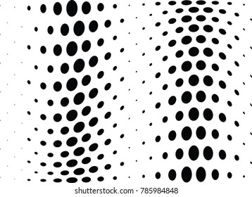 Abstract halftone wave dotted background. Futuristic twisted grunge pattern, dot, circles.  Vector modern optical pop art texture for posters, business cards, cover, labels mock-up, stickers layout