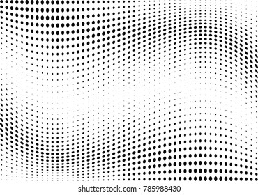 Abstract halftone wave dotted background. Futuristic twisted grunge pattern, dot, circles.  Vector modern optical pop art texture for posters, business cards, cover, labels mock-up, stickers layout