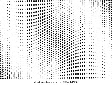 Abstract halftone wave dotted background. Futuristic twisted grunge pattern, dot, circles.  Vector modern optical pop art texture for posters, business cards, cover, labels mock-up, stickers layout