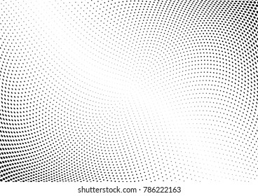 Abstract halftone wave dotted background. Futuristic twisted grunge pattern, dot, circles.  Vector modern optical pop art texture for posters, business cards, cover, labels mock-up, stickers layout