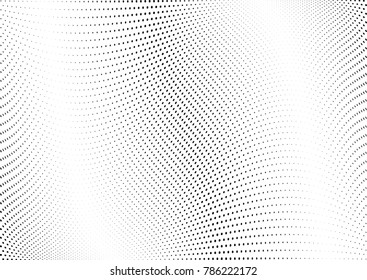 Abstract halftone wave dotted background. Futuristic twisted grunge pattern, dot, circles.  Vector modern optical pop art texture for posters, business cards, cover, labels mock-up, stickers layout