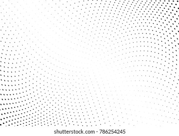 Abstract halftone wave dotted background. Futuristic twisted grunge pattern, dot, circles.  Vector modern optical pop art texture for posters, business cards, cover, labels mock-up, stickers layout
