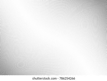 Abstract halftone wave dotted background. Futuristic twisted grunge pattern, dot, circles.  Vector modern optical pop art texture for posters, business cards, cover, labels mock-up, stickers layout