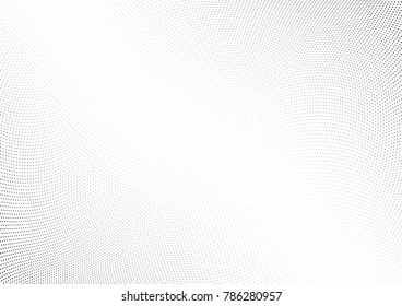 Abstract halftone wave dotted background. Futuristic twisted grunge pattern, dot, circles.  Vector modern optical pop art texture for posters, business cards, cover, labels mock-up, stickers layout