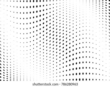 Abstract halftone wave dotted background. Futuristic twisted grunge pattern, dot, circles.  Vector modern optical pop art texture for posters, business cards, cover, labels mock-up, stickers layout