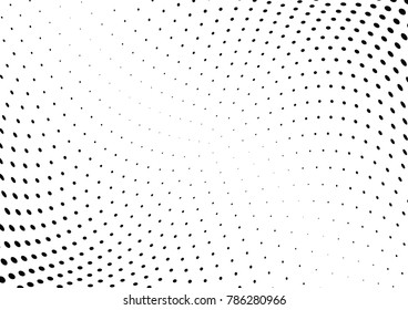 Abstract halftone wave dotted background. Futuristic twisted grunge pattern, dot, circles.  Vector modern optical pop art texture for posters, business cards, cover, labels mock-up, stickers layout