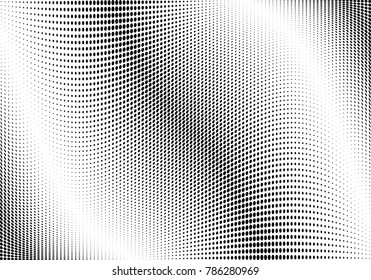 Abstract halftone wave dotted background. Futuristic twisted grunge pattern, dot, circles.  Vector modern optical pop art texture for posters, business cards, cover, labels mock-up, stickers layout