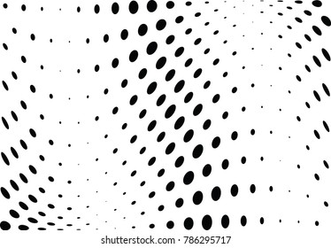 Abstract halftone wave dotted background. Futuristic twisted grunge pattern, dot, circles.  Vector modern optical pop art texture for posters, business cards, cover, labels mock-up, stickers layout